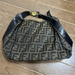 Fendi Black and Brown Monogram Shoulder Bag
